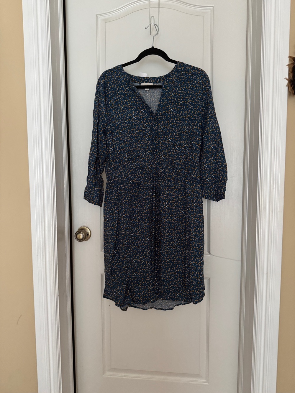 LOFT Navy Floral Midi Dress